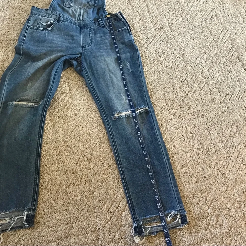 Distressed Denim Overalls SZ Small - Picture 9 of 11